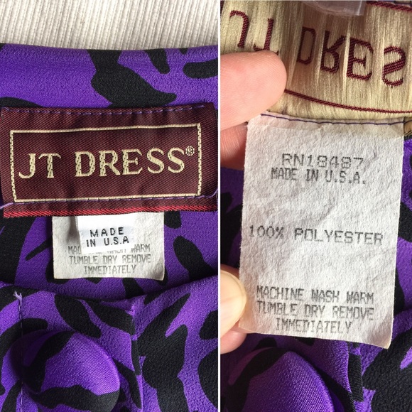 Vintage silky 80s does 40s roses JT Dess w/ belt - Picture 6 of 8